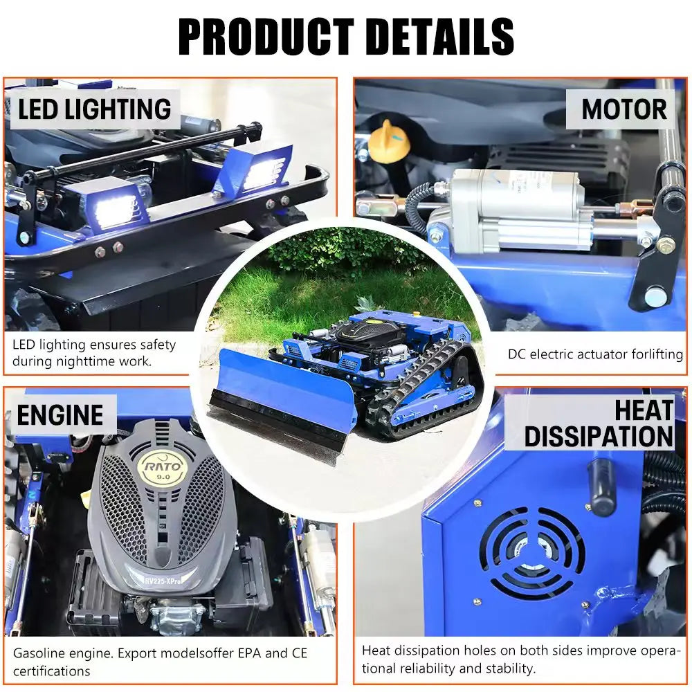 Remote Control Robotic Lawn Mower – 500mm Cutting Width, Rear Grass Collection