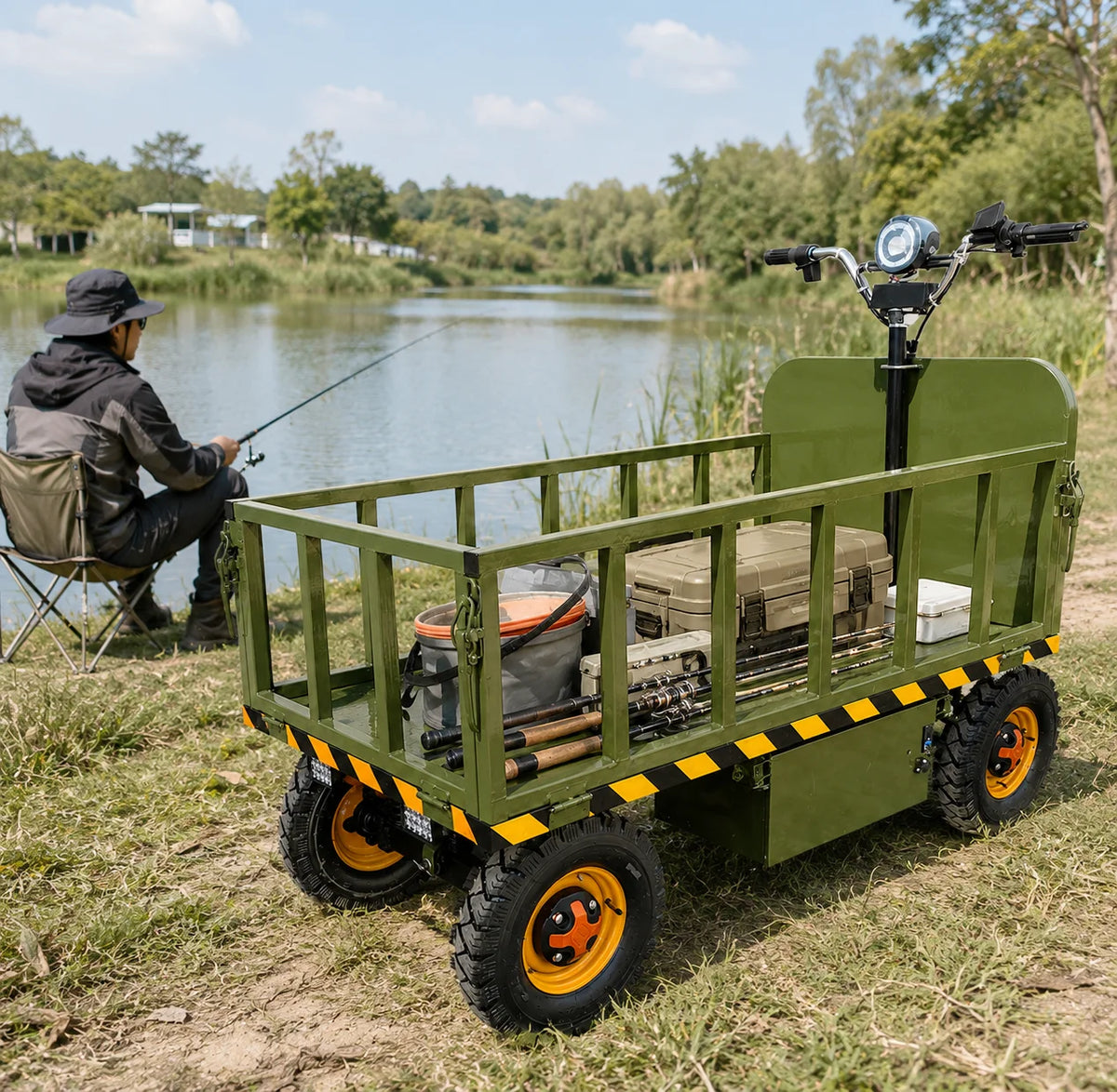 Electric Platform Wagon – 2,200 lb Capacity, 800W Motor, Warehouse & Logistics Cart