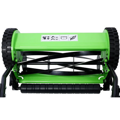14 Inch Push Reel Lawn Mower – 5 Alloy Steel Blades, Adjustable Height, Grass Catcher (Green)