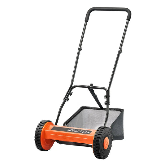 14 Inch Manual Push Reel Lawn Mower – 5-Blade Cutting System, Adjustable Height